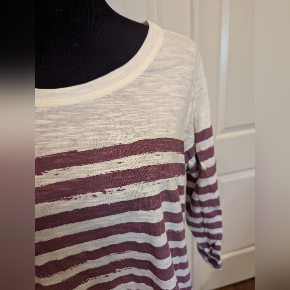 LOGO by Lori Goldstein Purple and White Striped Tunic - Picture 2 of 5